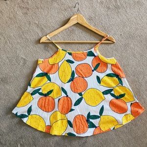 🍊ZARA citrus print spaghetti strap tank top, NEW